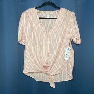 Treasue & Bond Pink Stripe Twill Front Tie